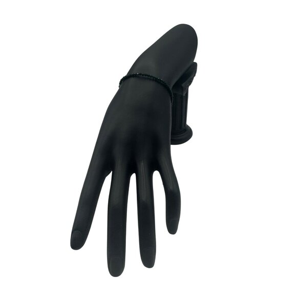 Faceted Dark Green Bead Bracelet Adjustable 6-8 Inches Silver Tone Heart Charm - Picture 7 of 7